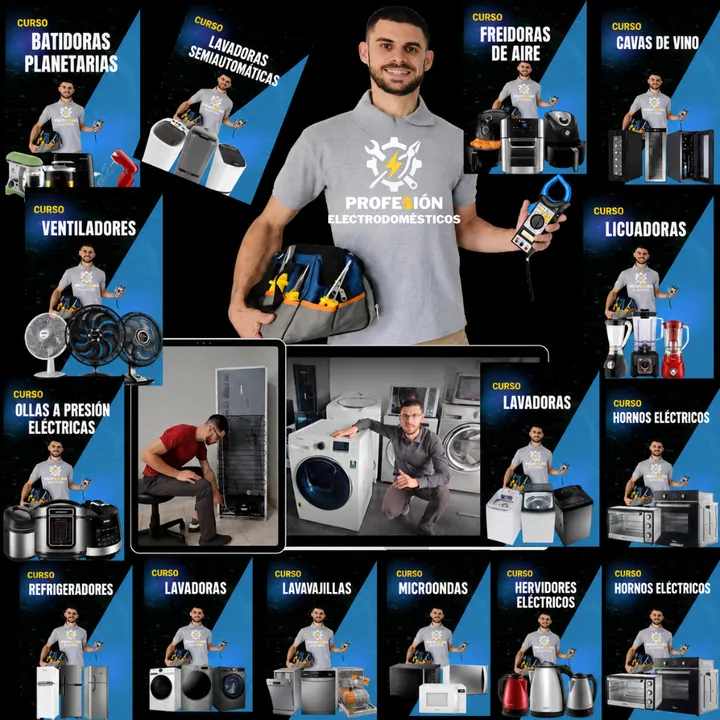 Mockup del Plan Completo con los cursos de reparación de electrodomésticos