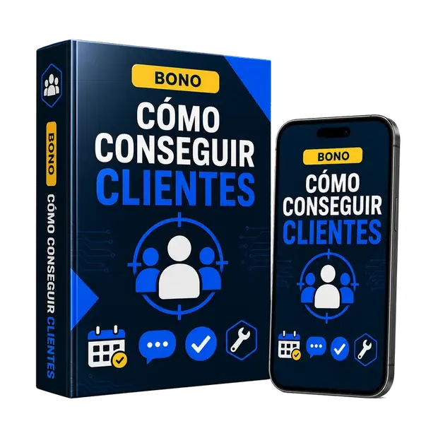 Mockup ultra realista del bono Cómo Conseguir Clientes