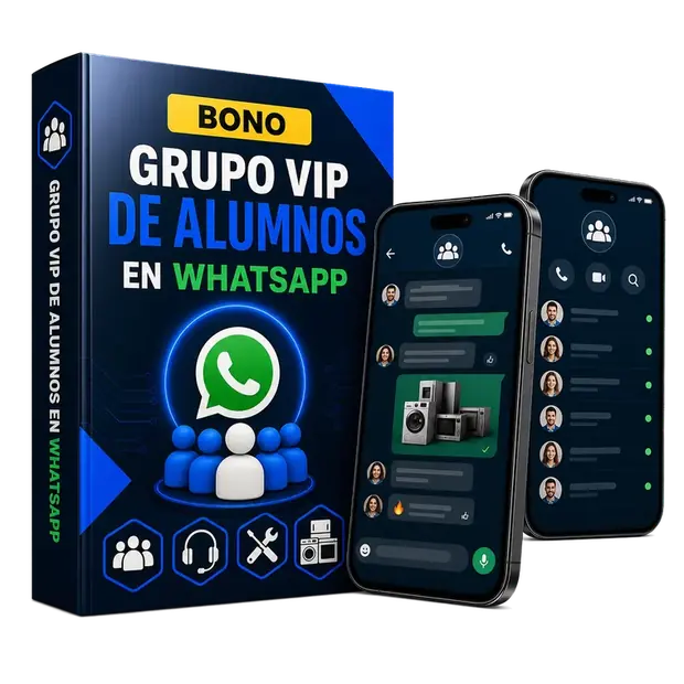 Mockup ultra realista del bono Grupo VIP de Alumnos en WhatsApp